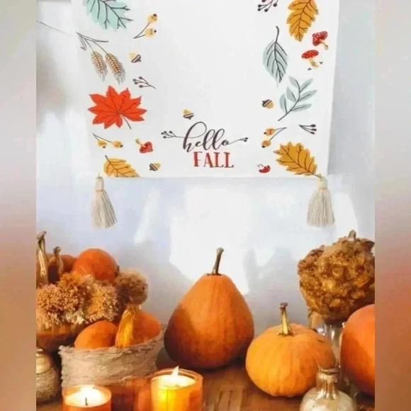 Table Runner 72”L Tassels Fall Decor 100% Cotton Colorful Leaves Beautiful NEW - Picture 4 of 13